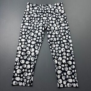 Onzie Leggings Women's Medium Large All Over Skull Print Black White Yoga Gym